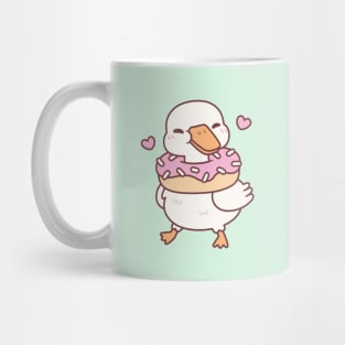 Cute Goose With Donut Around Neck Mug